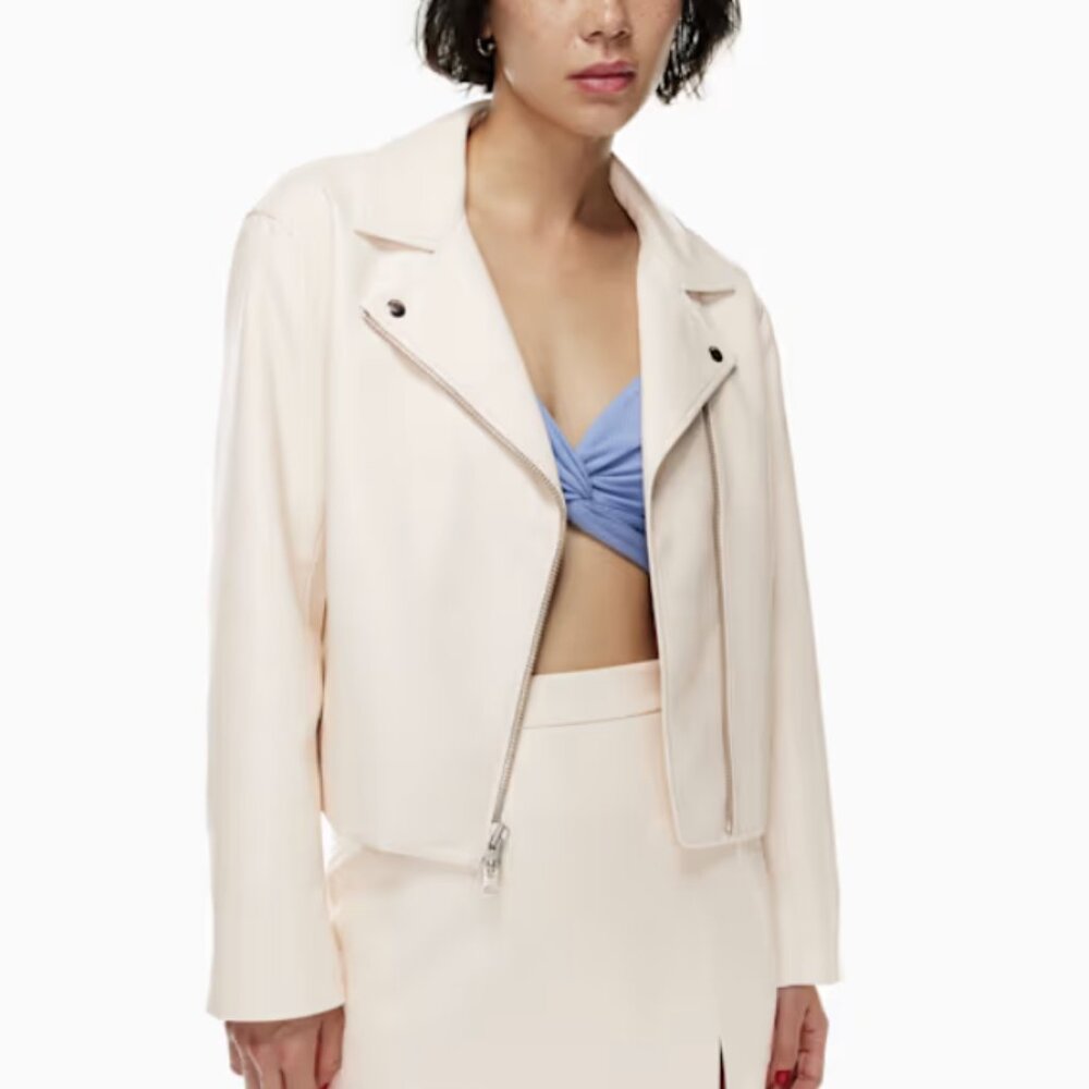 Aritzia Diaz Wilfred Off-White Moto Vegan Butter Leather Jacket XS